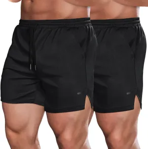 COOFANDY Men's 2 Pack Gym Workout Shorts Quick Dry Athletic Shorts 5 Inch Lightweight Sports Running Shorts with Pockets