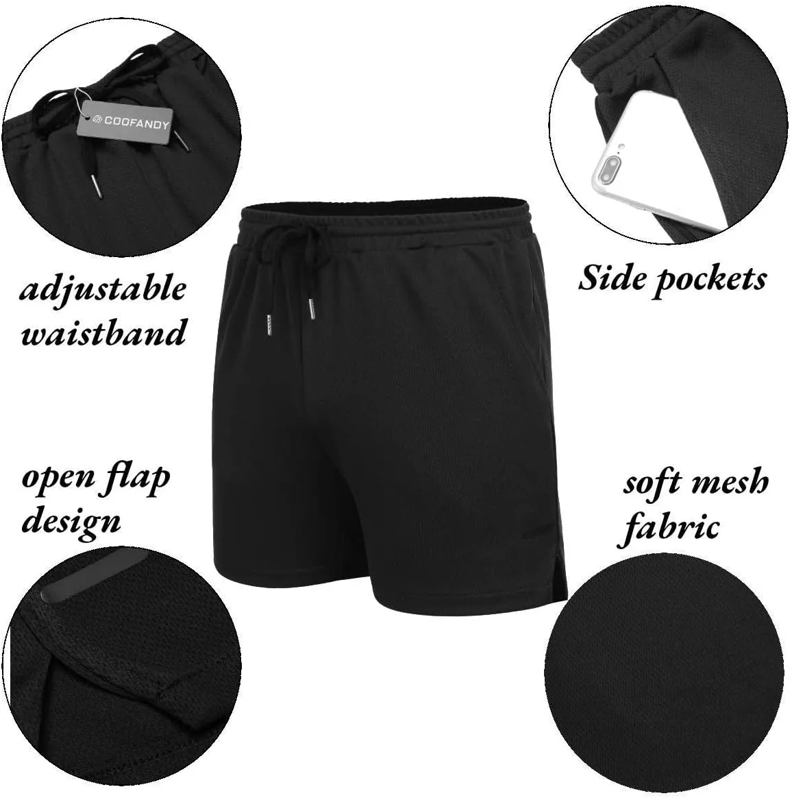 COOFANDY Men's 2 Pack Gym Workout Shorts Quick Dry Athletic Shorts 5 Inch Lightweight Sports Running Shorts with Pockets