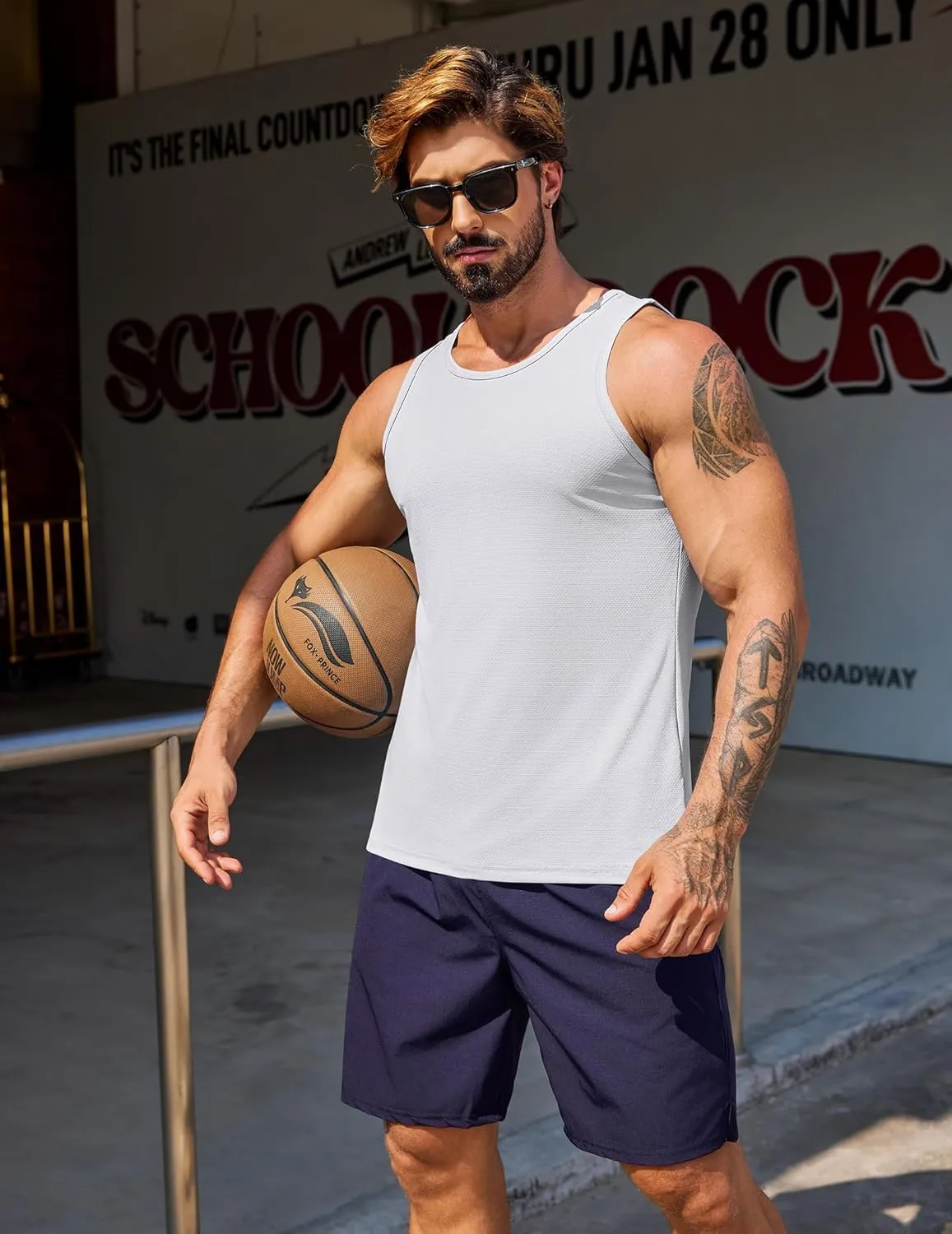 COOFANDY Men's Workout Tank Tops UPF 50  Sleeveless Gym Muscle Shirts Cooling Quick Dry Bodybuilding Tanks for Swim Beach