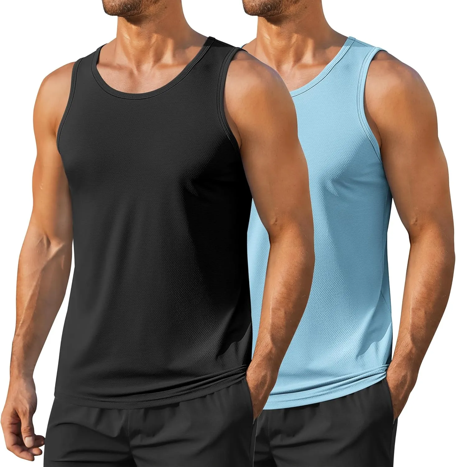 COOFANDY Men's Workout Tank Tops UPF 50  Sleeveless Gym Muscle Shirts Cooling Quick Dry Bodybuilding Tanks for Swim Beach