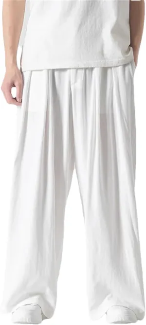 Cotton Linen Men's Harem Pants Casual Solid Trousers Male Wide Leg Casual Vintage Large Size Woman Sweatpants Pants