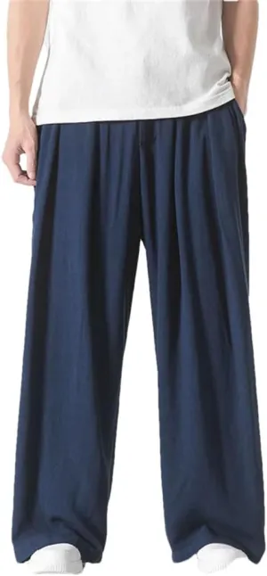 Cotton Linen Men's Harem Pants Casual Solid Trousers Male Wide Leg Casual Vintage Large Size Woman Sweatpants Pants
