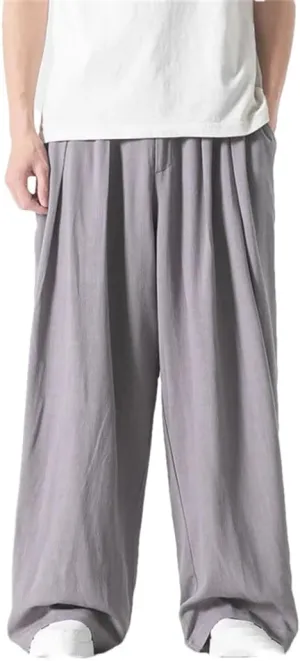 Cotton Linen Men's Harem Pants Casual Solid Trousers Male Wide Leg Casual Vintage Large Size Woman Sweatpants Pants