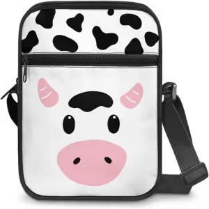 Cow Print Small Crossbody Shoulder Bag for Women Men Polyester Messenger Bags with Pockets