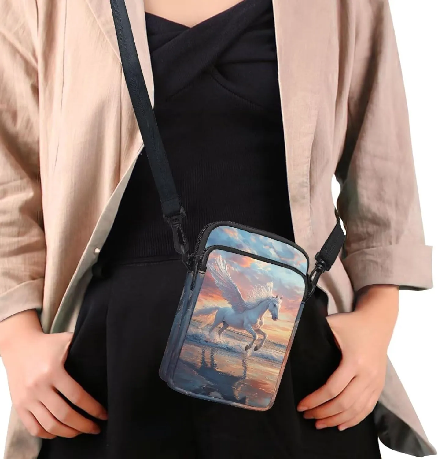 Crossbody Bag with Zipper Closure, Unisex Adult Small Messenger Bags Cell Phone Pouch