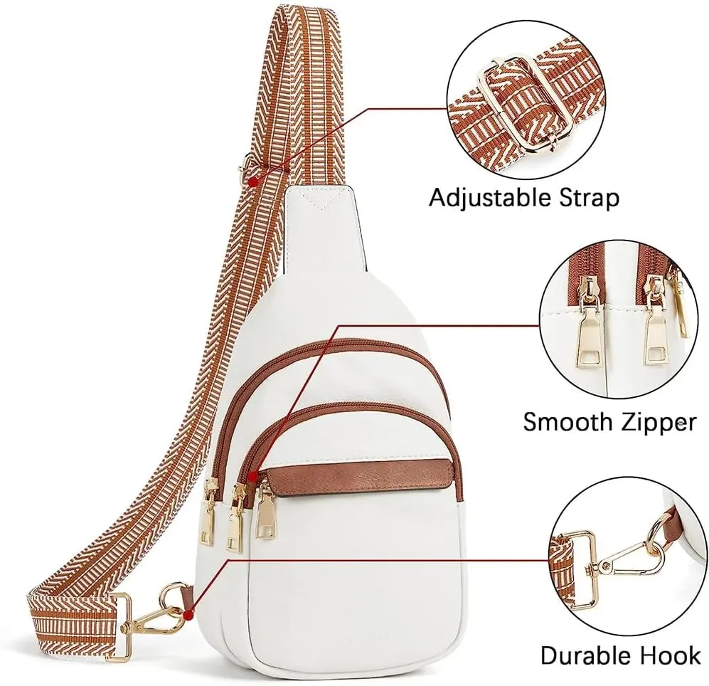 Crossbody Bags for Women,Sling Bag for Women,Fanny Packs Chest Bag for Travel Running Hiking (Brown)