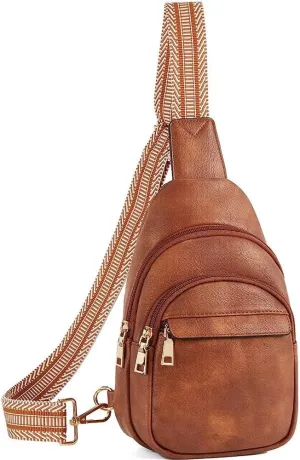 Crossbody Bags for Women,Sling Bag for Women,Fanny Packs Chest Bag for Travel Running Hiking (Brown)