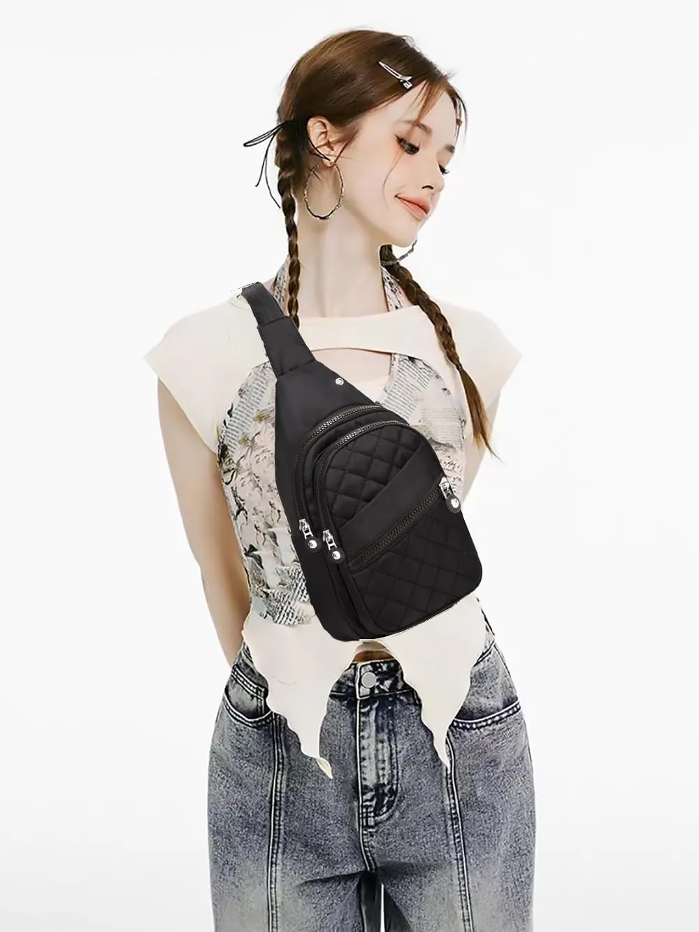 Crossbody Small Sling Backpack Sling Bag for Women Men, Chest Bag Daypack Crossbody for Travel Sport Running Hiking