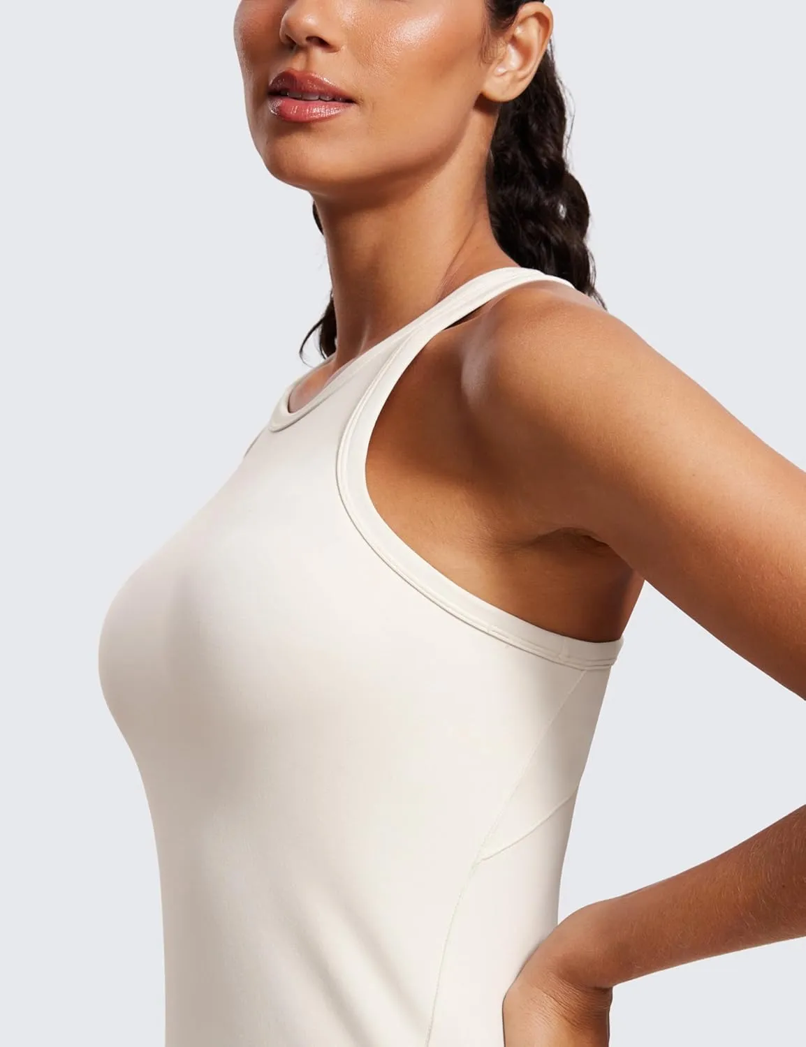 CRZ YOGA Butterluxe Womens Workout Racerback Sleeveless Tops High Neck Athletic Camisole Tanks Running Gym Yoga Shirts