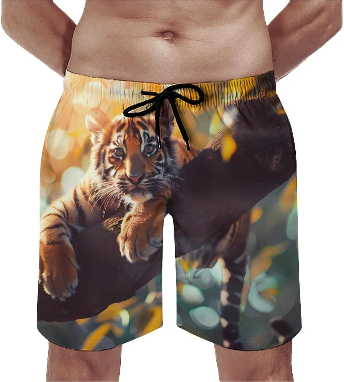 Cute Tiger Men's Swim Trunks Quick Dry Board Shorts Breathable Summer Beach Shorts Bathing Suits