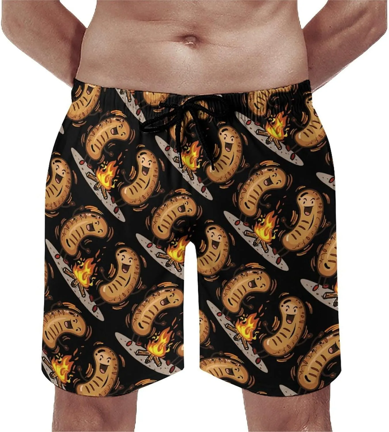 Dancing Sausage Men's Swim Trunks Quick Dry Board Shorts Breathable Summer Beach Shorts Bathing Suits