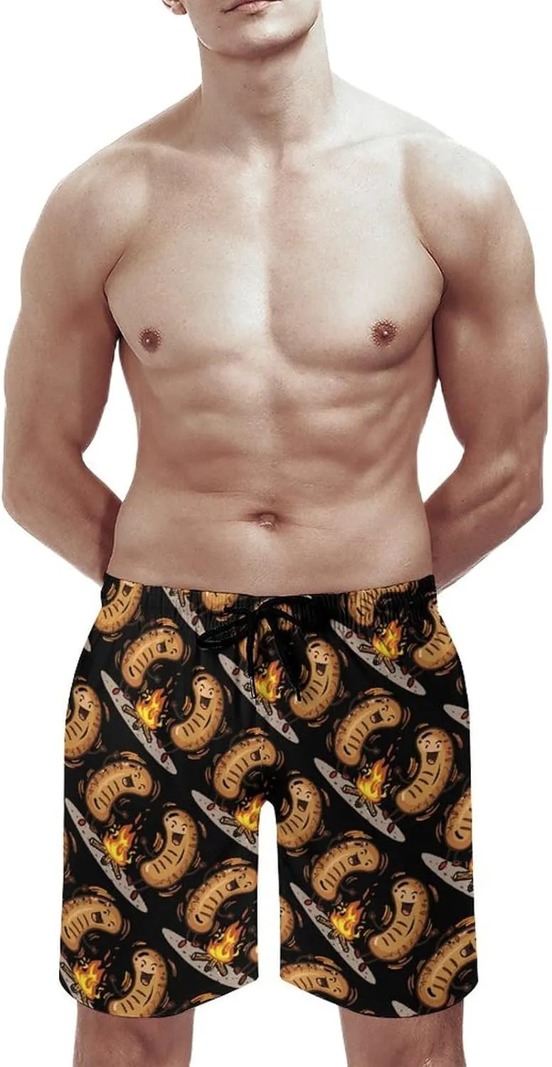 Dancing Sausage Men's Swim Trunks Quick Dry Board Shorts Breathable Summer Beach Shorts Bathing Suits