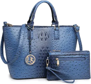Dasein Women Satchel Purse Handbag Shoulder Bag Work Tote Bag with Matching Clutch