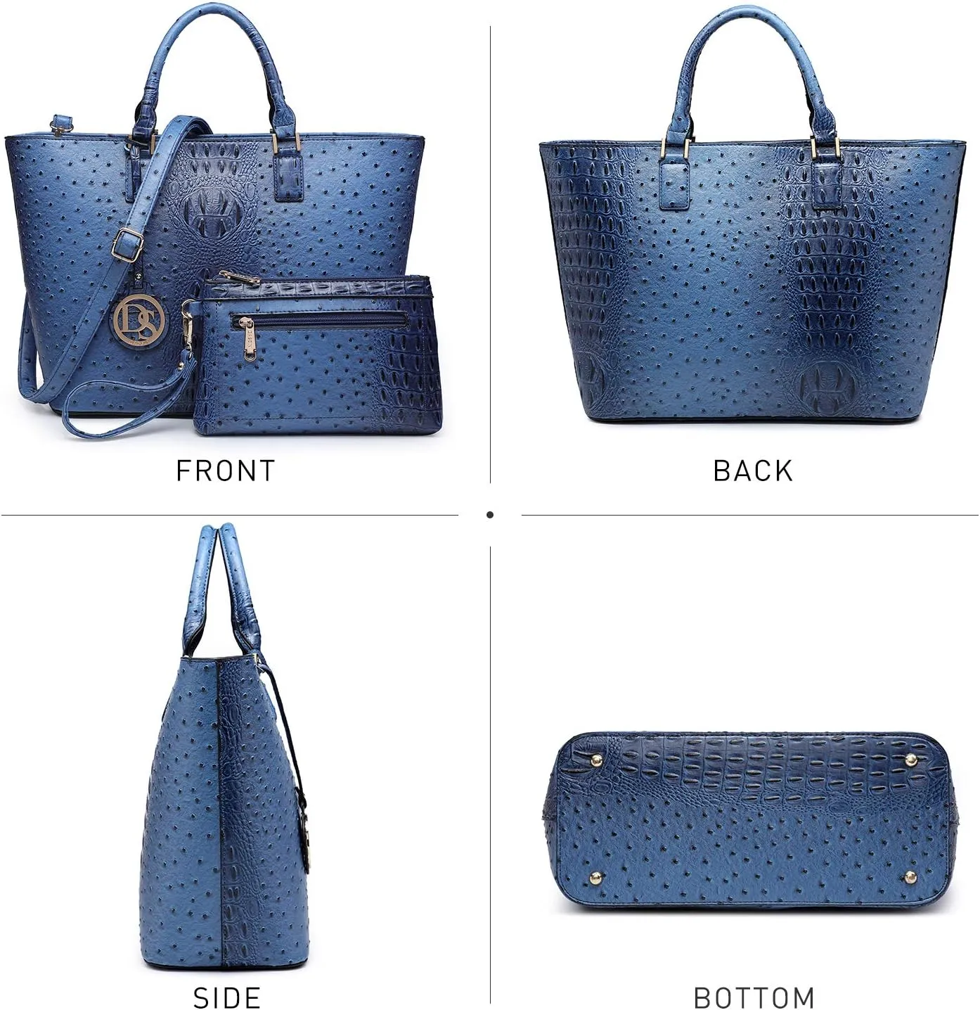 Dasein Women Satchel Purse Handbag Shoulder Bag Work Tote Bag with Matching Clutch
