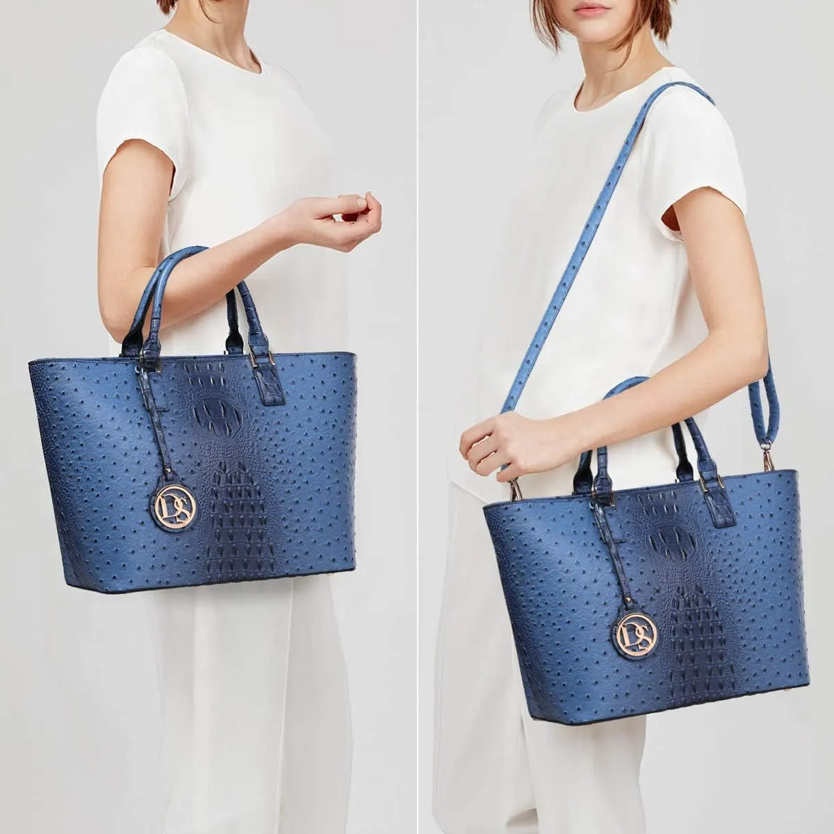 Dasein Women Satchel Purse Handbag Shoulder Bag Work Tote Bag with Matching Clutch