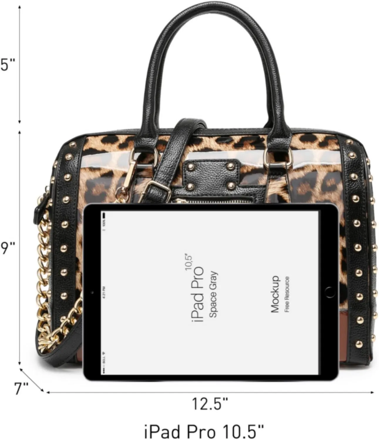 Dasein Women's Barrel Bag Shiny Patent Faux Leather Handbag with Rivet Decoration Top Handle Satchel Shoulder Purse