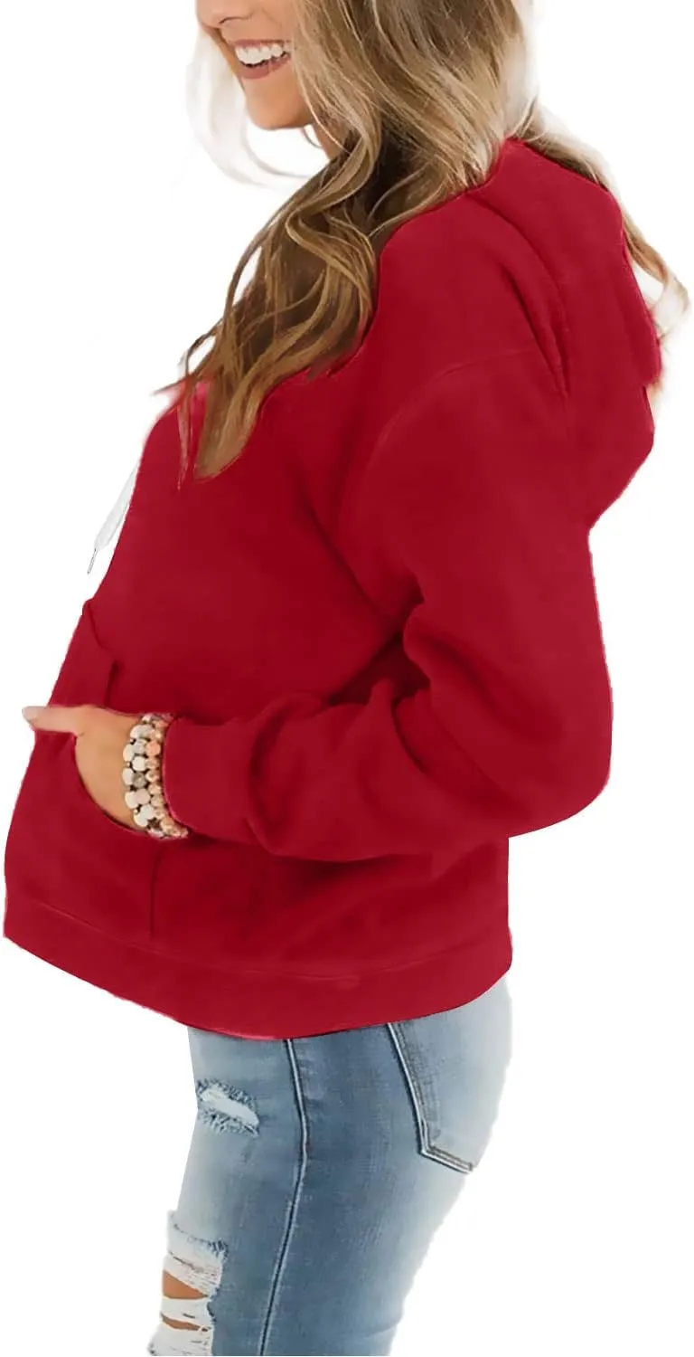Davenil Womens Hoodies Comfy Fleece Long Sleeve Hooded Sweatshirt Pullover for Women Casual Tops with Pocket