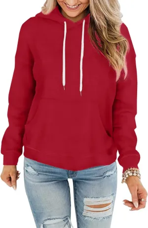 Davenil Womens Hoodies Comfy Fleece Long Sleeve Hooded Sweatshirt Pullover for Women Casual Tops with Pocket