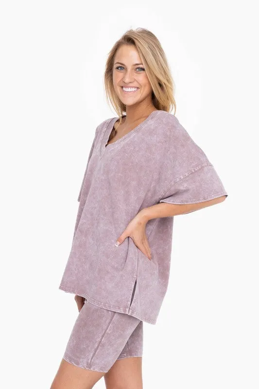 Deep Taupe Cotton Blend Shirt and Shorts Set