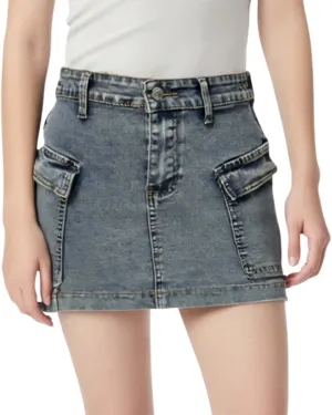 Denim Cargo Skirt with Pocket for Women High Waisted Button Mini Skirt 2025 Trendy Slim Fit Distressed Bodycon Jean Skirts