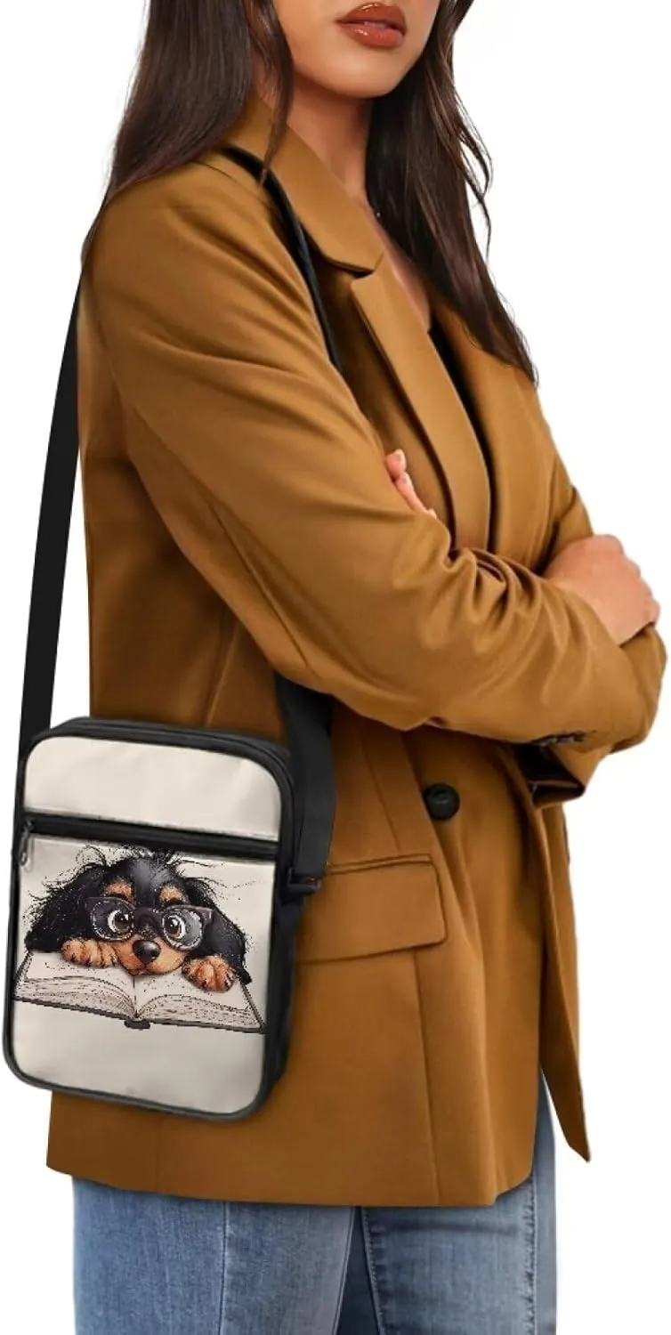 Dog Print Women's Crossbody Bags Waterproof Shoulder Bag Satchel Messenger Bags with Pockets