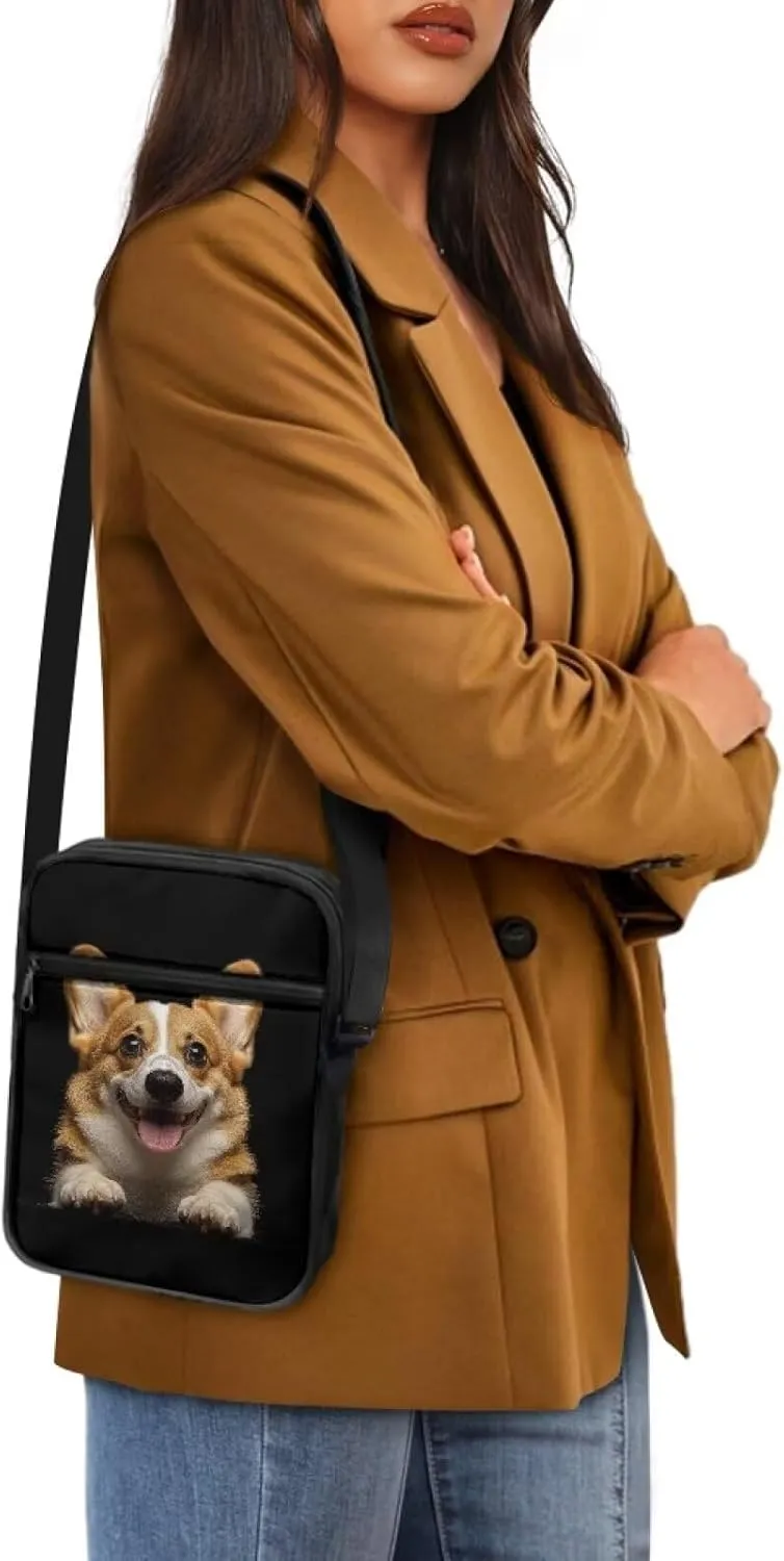 Dog Print Women's Crossbody Bags Waterproof Shoulder Bag Satchel Messenger Bags with Pockets