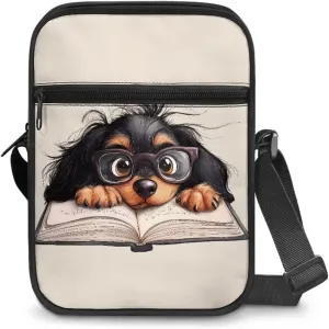 Dog Print Women's Crossbody Bags Waterproof Shoulder Bag Satchel Messenger Bags with Pockets
