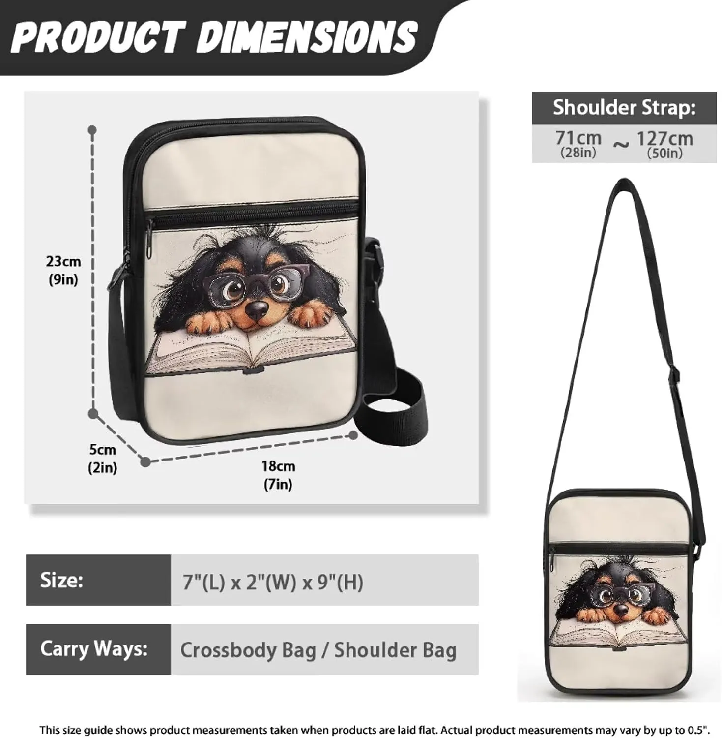 Dog Print Women's Crossbody Bags Waterproof Shoulder Bag Satchel Messenger Bags with Pockets