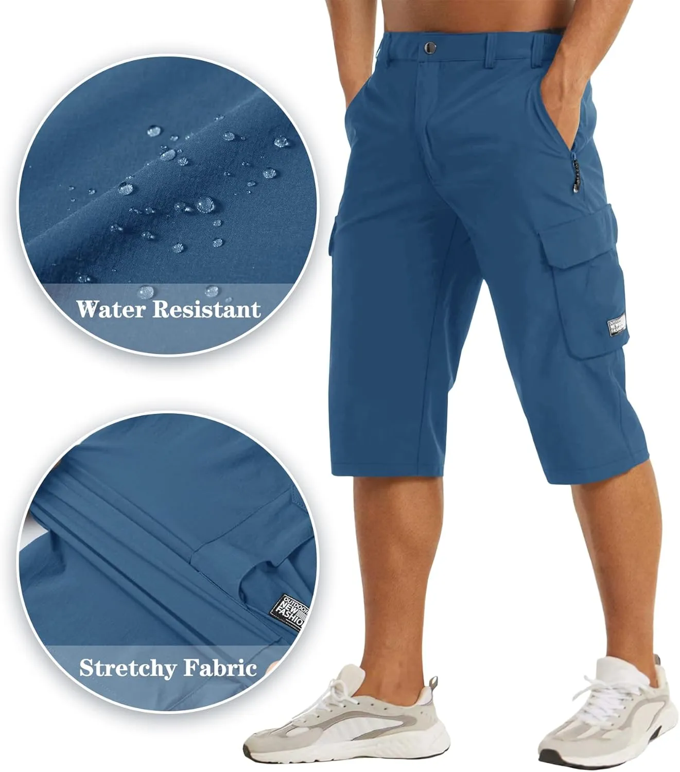 EKLENTSON Men's Workout Shorts Quick Dry Gym Hiking Shorts Zipper Pockets Lightweight Athletic 3/4 Capri Pants for Men