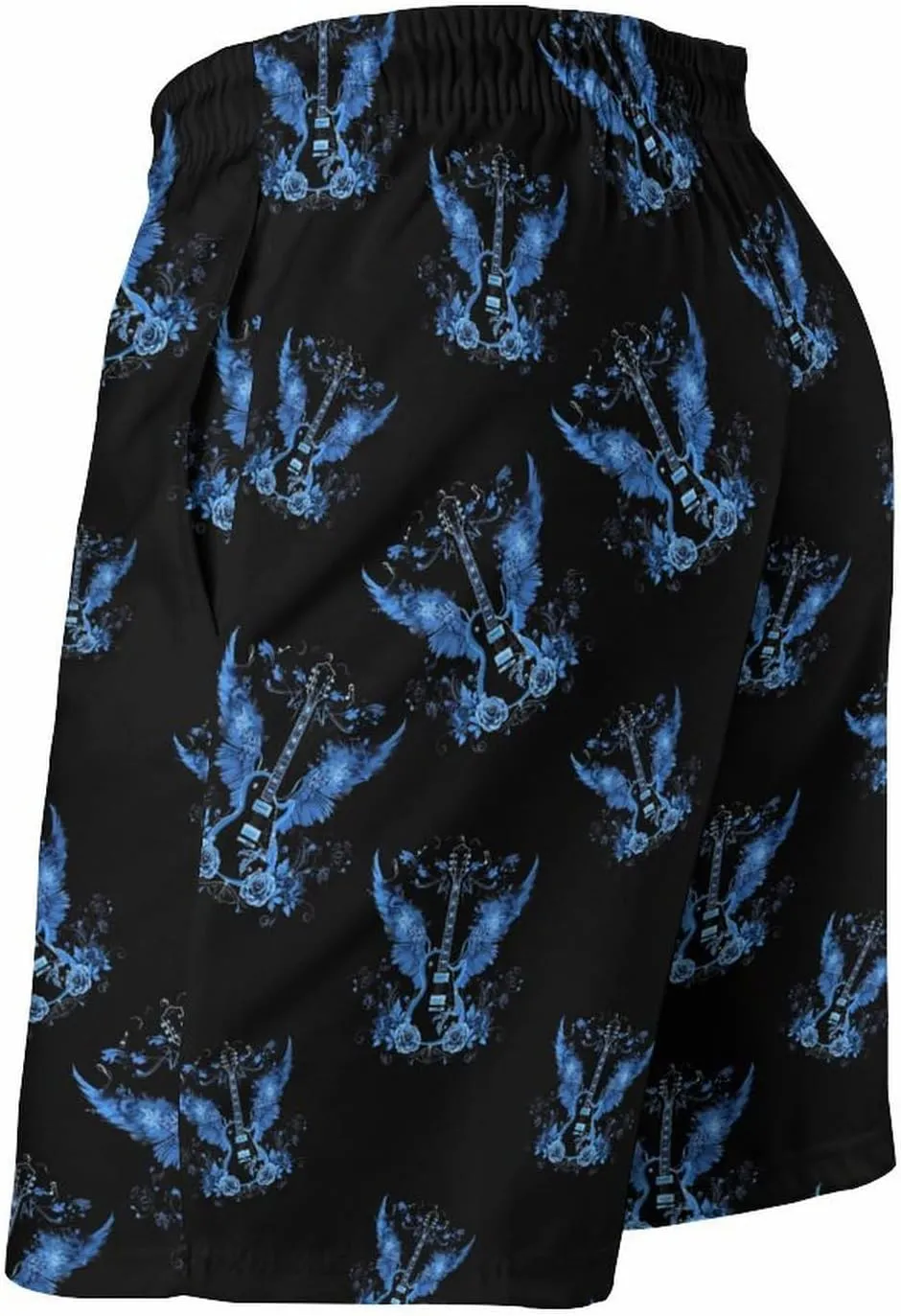 Electric Guitar with Wings Roses Men's Swim Trunks Quick Dry Bathing Suit Swimming Shorts Beach Swimwear