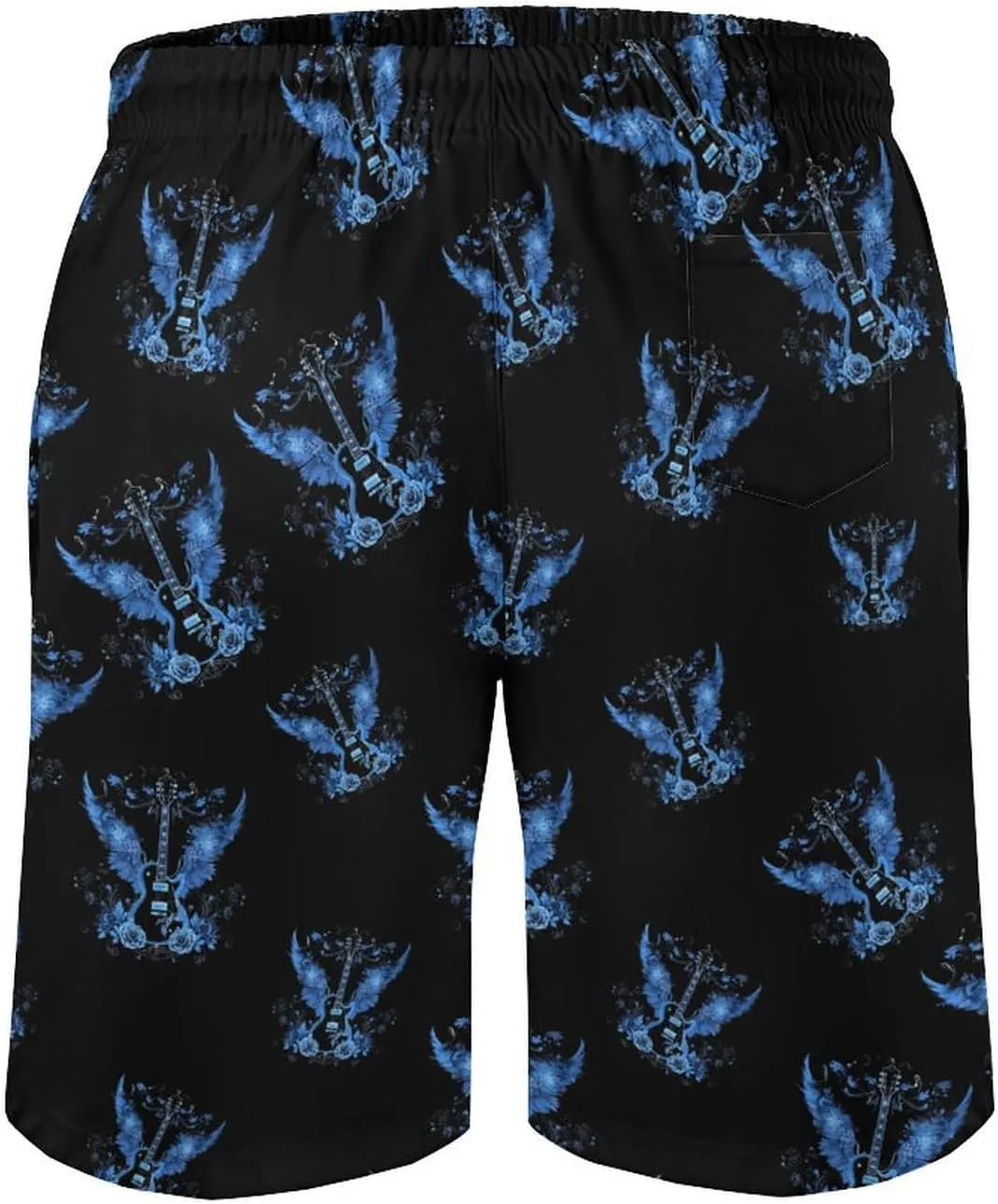 Electric Guitar with Wings Roses Men's Swim Trunks Quick Dry Bathing Suit Swimming Shorts Beach Swimwear
