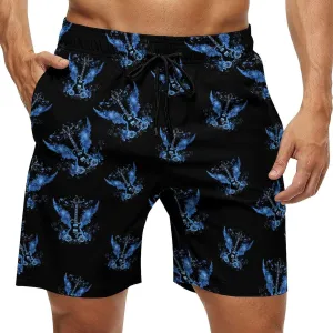 Electric Guitar with Wings Roses Men's Swim Trunks Quick Dry Bathing Suit Swimming Shorts Beach Swimwear