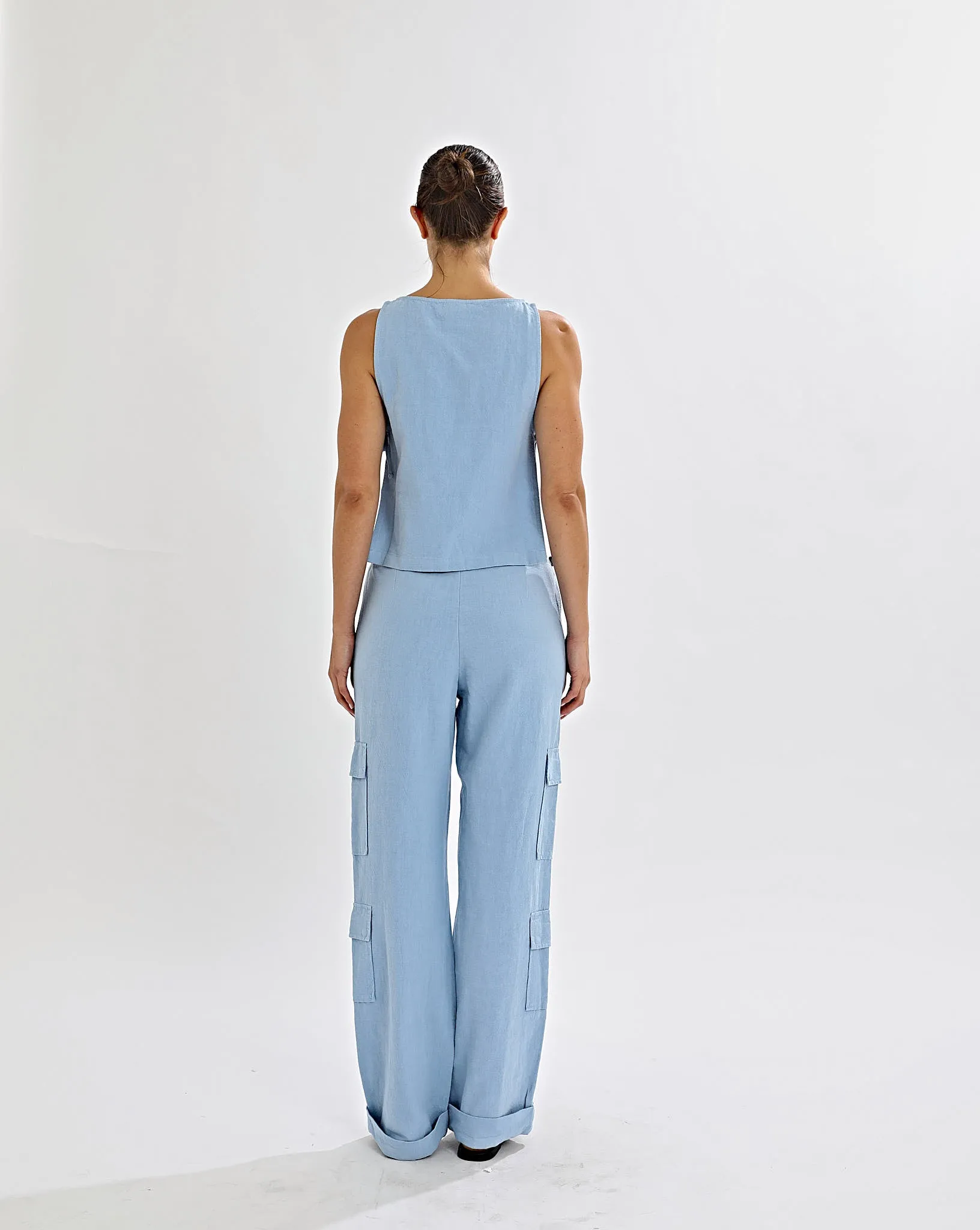 Evie Trousers Blue Cropped