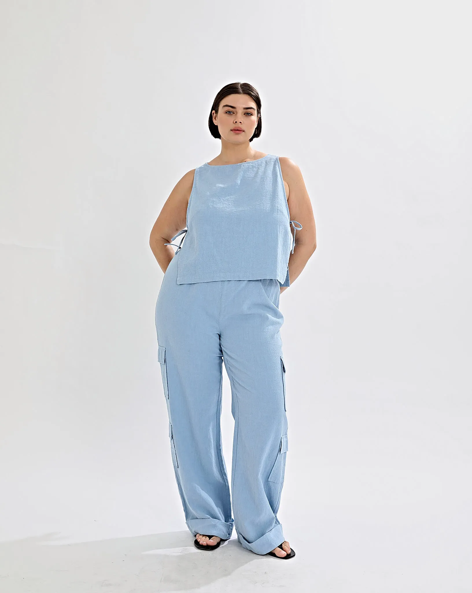 Evie Trousers Blue Cropped
