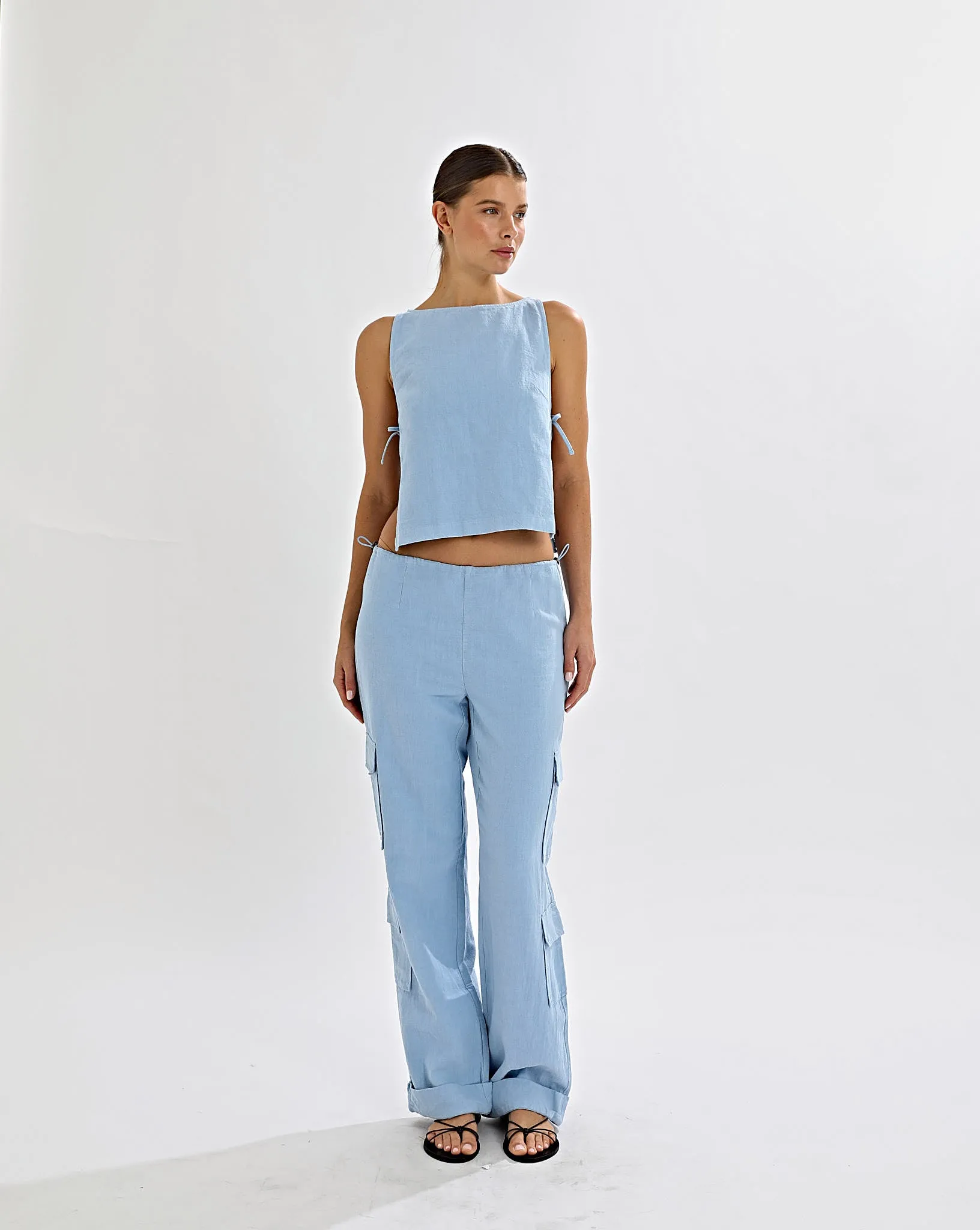 Evie Trousers Blue Cropped