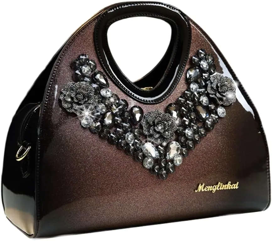 Fashion Diamonds Purses For Women Top Handle Satchel Handbags Leather Party Shoulder Messenger Evening Bags