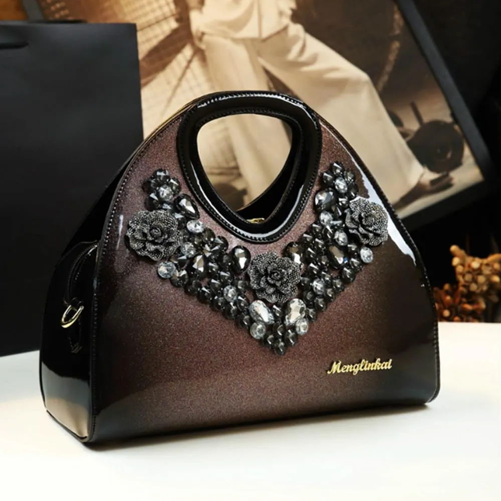 Fashion Diamonds Purses For Women Top Handle Satchel Handbags Leather Party Shoulder Messenger Evening Bags