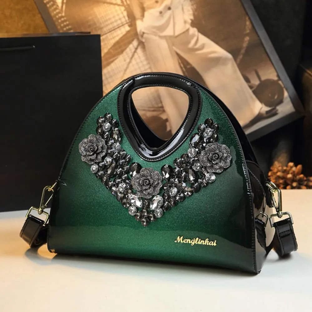 Fashion Diamonds Purses For Women Top Handle Satchel Handbags Leather Party Shoulder Messenger Evening Bags