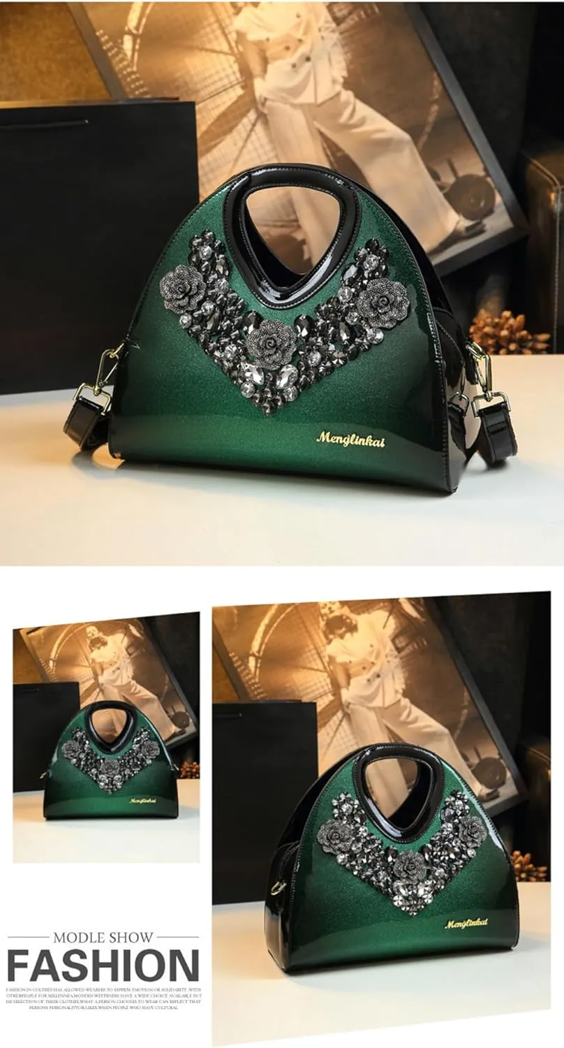 Fashion Diamonds Purses For Women Top Handle Satchel Handbags Leather Party Shoulder Messenger Evening Bags