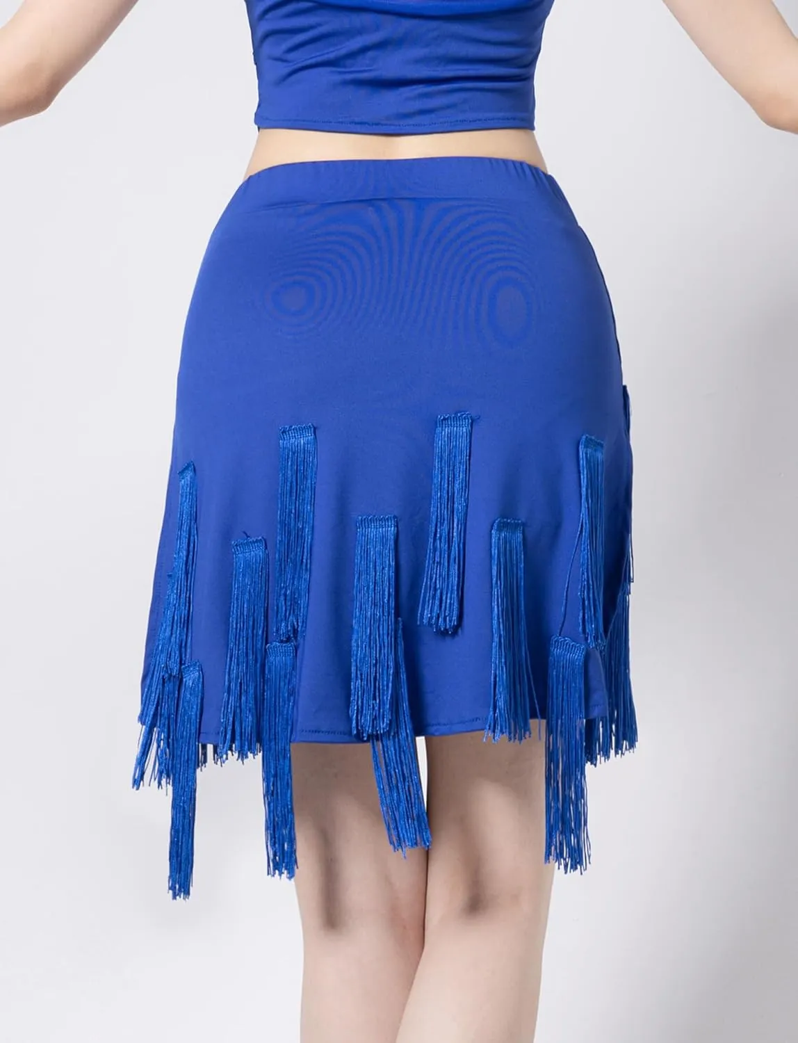 FEOYA Women's Fringe Skirt Ballroom Tassel Mini Skirts Elastic Waist Latin Tango Dance Performance Skirts with Shorts