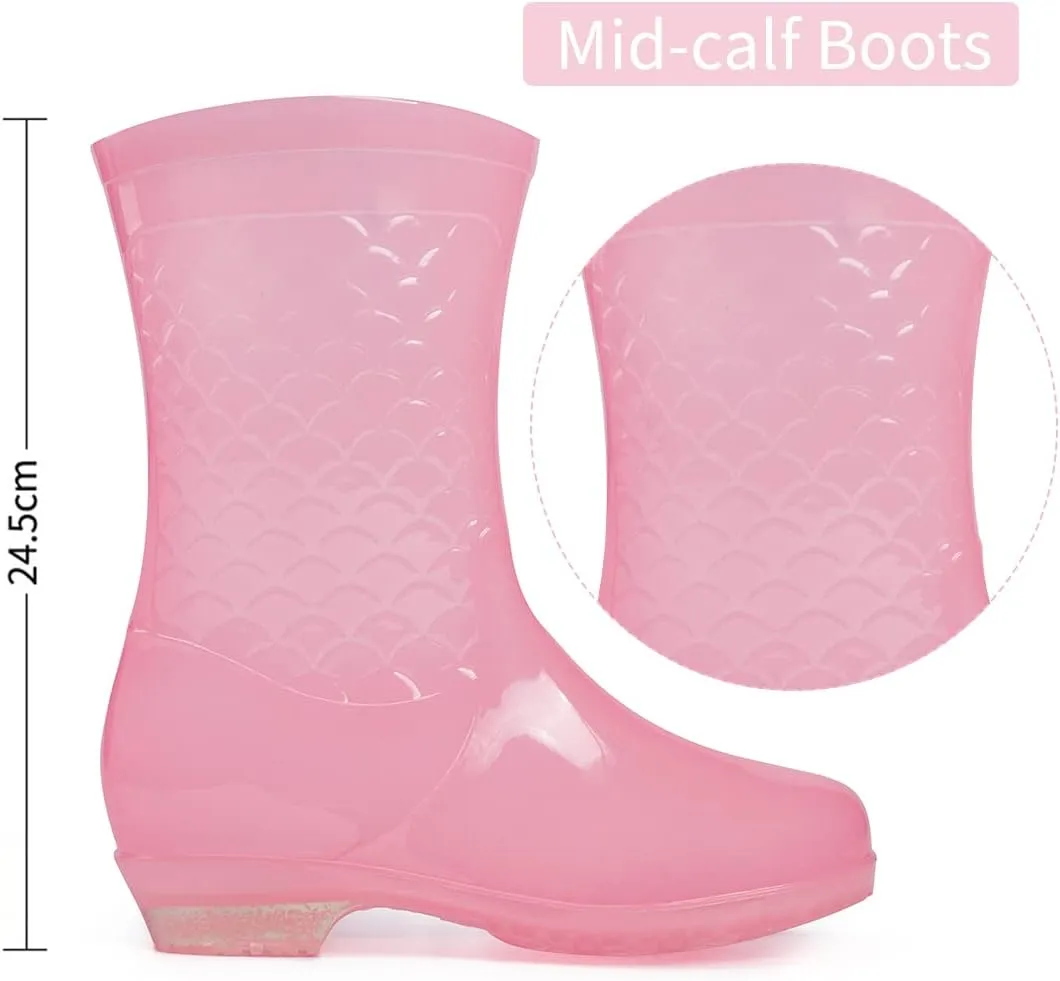 Fiedaz Rain Boots for Women Waterproof Garden Boots Anti-Slip Rain Boots Ladies Candy Color Lightweight Boots