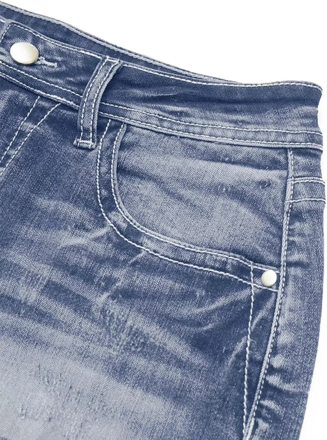 Flamingals Jean Shorts for Women Mid Waisted Stretchy Ripped Denim Shorts Raw Hem Curvy Summer Trendy