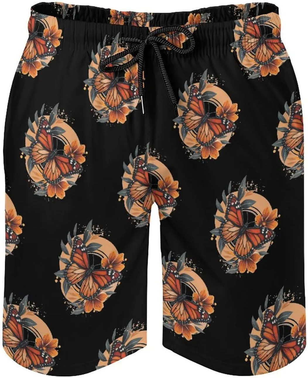 Flower Butterfly Men's Swim Trunks Quick Dry Board Shorts Breathable Summer Beach Shorts Bathing Suits