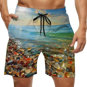 Gemstone Beach Men's Swim Trunks Quick Dry Board Shorts Breathable Summer Beach Shorts Bathing Suits