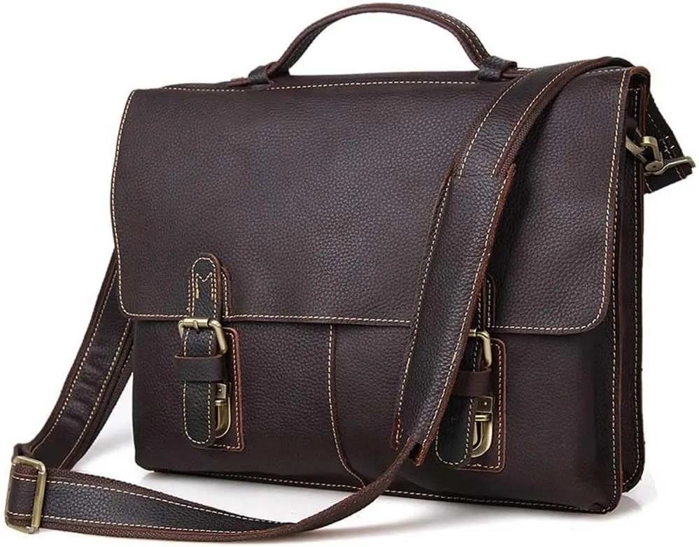 Genuine Leather Briefcase Convertible 14 Inch Messenger Bags Handbag Multifunction Business Office Men Shoulder Bag