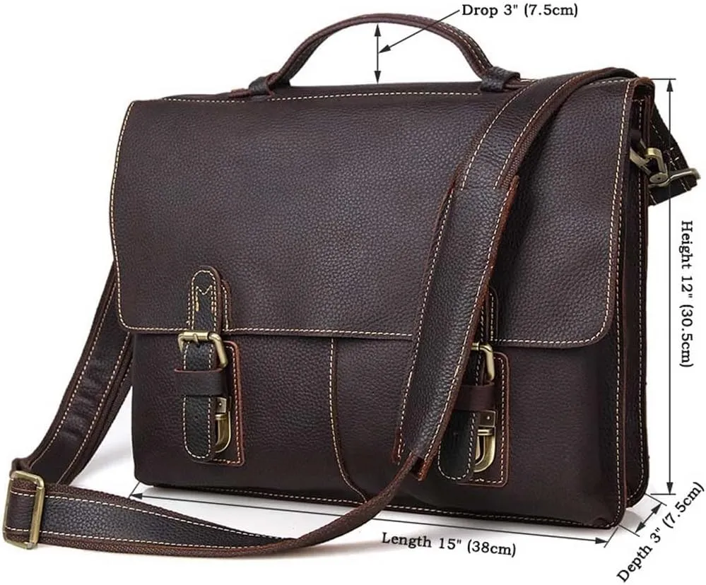 Genuine Leather Briefcase Convertible 14 Inch Messenger Bags Handbag Multifunction Business Office Men Shoulder Bag
