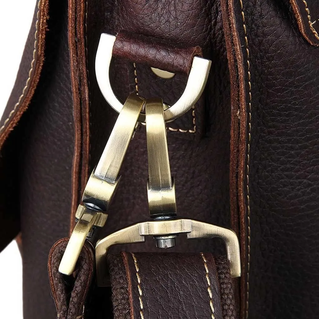 Genuine Leather Briefcase Convertible 14 Inch Messenger Bags Handbag Multifunction Business Office Men Shoulder Bag