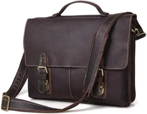 Genuine Leather Briefcase Convertible 14 Inch Messenger Bags Handbag Multifunction Business Office Men Shoulder Bag