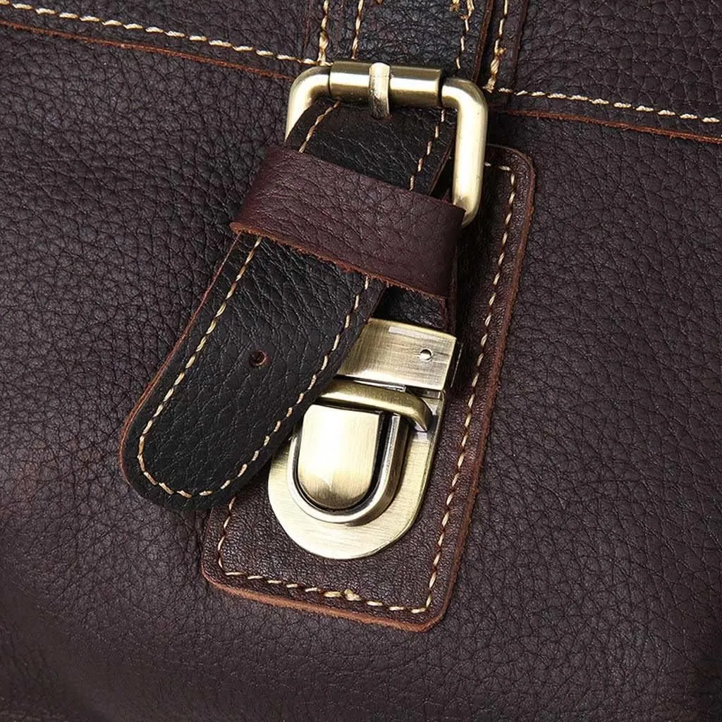 Genuine Leather Briefcase Convertible 14 Inch Messenger Bags Handbag Multifunction Business Office Men Shoulder Bag