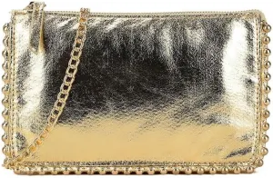 Girly HandBags Womens Faux Leather Studs Trim Clutch Bag